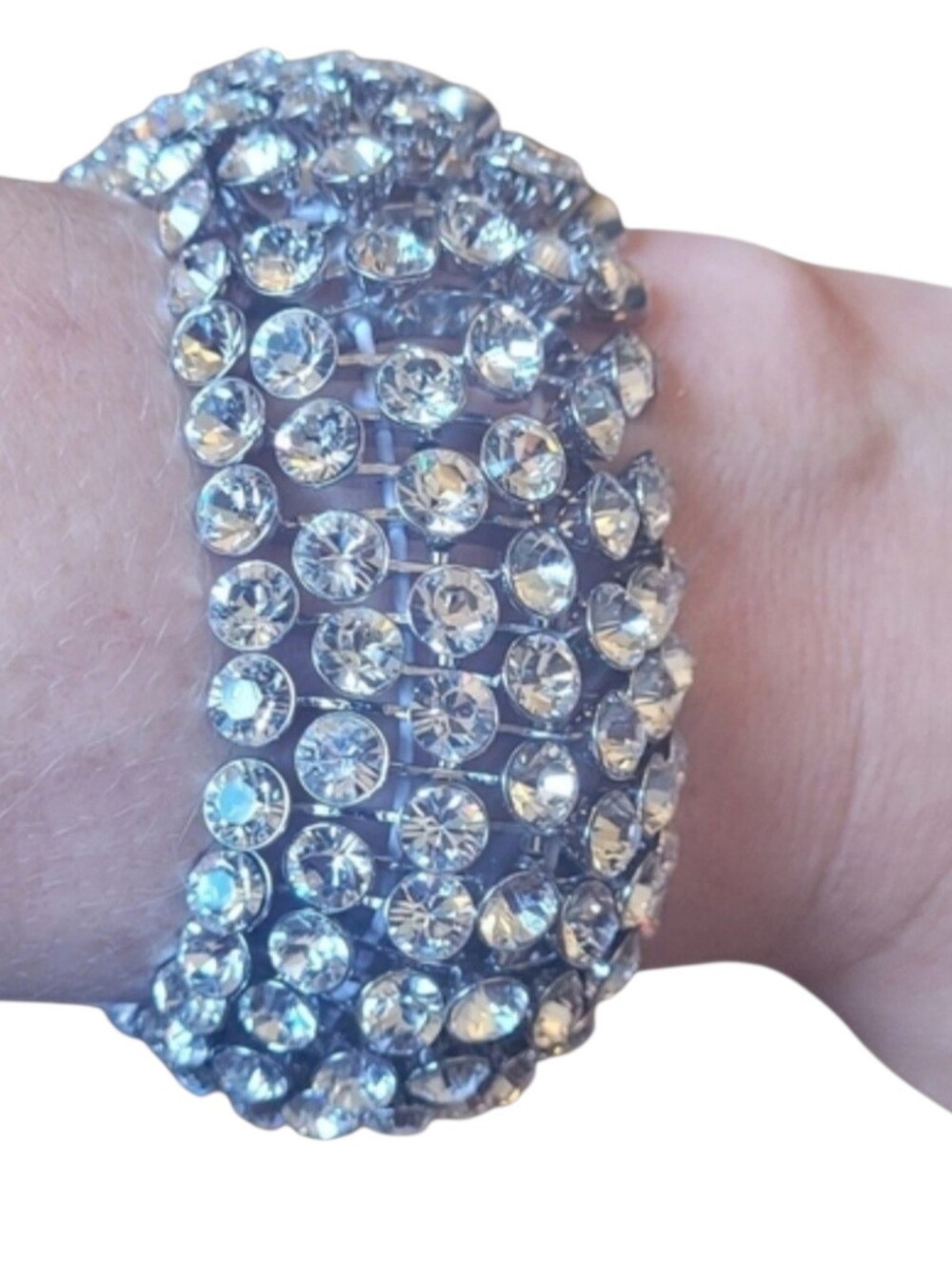 AAA Cubic Zirconia Stretch Bracelet - Clear Rhinestone Cuff